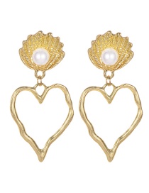 Fashion Gold Alloy Shell Pearl Love Earrings