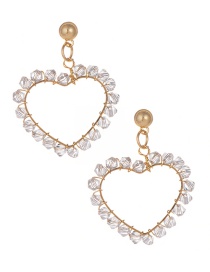 Fashion Gold Alloy Love Crystal Stud Earrings