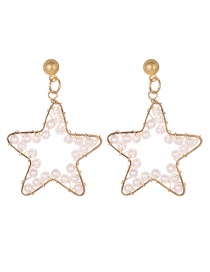 Fashion Gold Alloy Five-pointed Star Pearl Stud Earrings