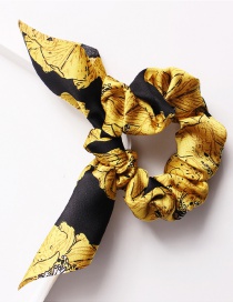 Fashion Big Flower Rabbit Ears Yellow Printed Bow Tie