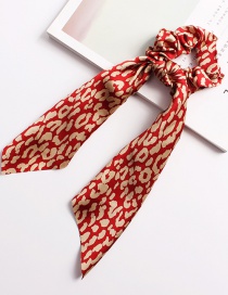 Fashion Round Leopard Ribbon Red Bow Elastic Hair Band