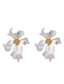 Fashion Silver Four-leaf Flower Earrings