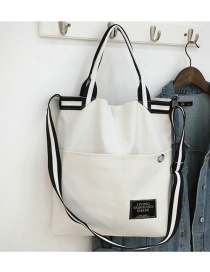 Fashion White Riveting Ribbon Stitching Shoulder Bag Shoulder Bag