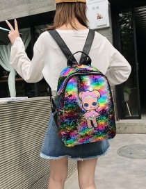 Fashion Large Colorful Cartoon Girl Sequin Backpack