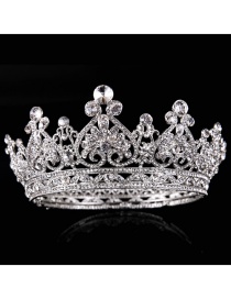 Fashion Silver Diamond-shaped Heart-shaped Crown