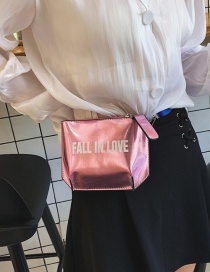 Fashion Pink Laser Printed Letter Shoulder Diagonal Chest Bag