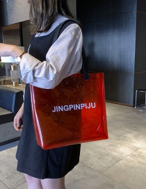 Fashion Red Letter Printed Transparent Shoulder Bag