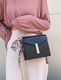 Fashion Black Square Lock Scarf Single Shoulder Messenger Bag