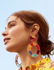 Fashion Color Hollow Section Dyed Woven Earrings