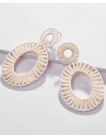 Fashion White Hollow Section Dyed Woven Earrings