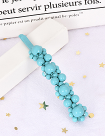 Fashion Blue Alloy Resin Word Bead Hairpin