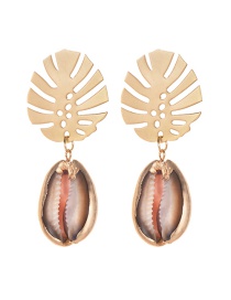 Fashion Gold Leaf Shell Earrings