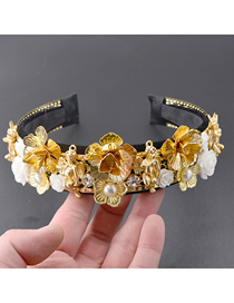 Fashion Gold Heart-shaped Diamond Flower Angel Headband