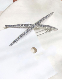 Fashion Silver X Diamond Pearl Hair Clip