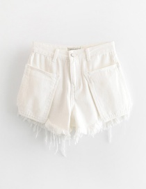 Fashion White Pocket Valgus Denim Shorts