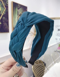 Fashion Hole Blue Cloth Handmade Twist Side Knotted Wide-brimmed Headband