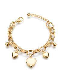 Fashion Three Peach Hearts Titanium Steel Double Bracelet