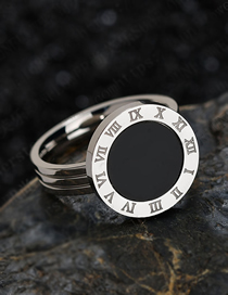 Fashion Steel Black Shell 18k Rose Gold Shell Roman Numeral Ring