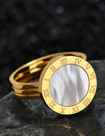 Fashion Golden White Shell 18k Rose Gold Shell Roman Numeral Ring