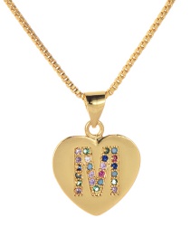 Fashion M Gold Copper Inlaid Zircon Love Letter Necklace