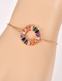 Fashion Rose Gold Copper Inlaid Zircon Ring Bracelet