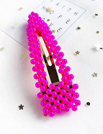Fashion Red Alloy Resin Triangle Hollow Hair Clip