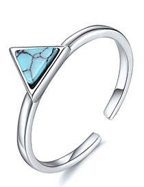 Fashion Silver Open Triangle Turquoise  Silver Ring