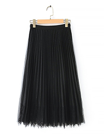 Fashion Black Hem Bud Silk Gauze Skirt