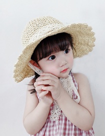 Fashion Beige Straw Lace Child Sun Hat