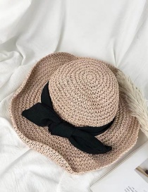 Fashion Pink Straw Bow Ribbon Sun Hat