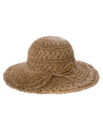 Fashion Khaki Straw Shackle Foldable Sun Hat