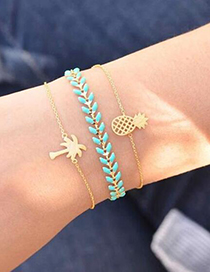 Fashion Pineapple + Coco Alloy Bracelet Set