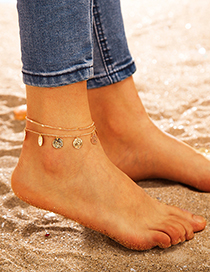 Fashion Gold Polygonal Winding Portrait Wafer Alloy Anklet