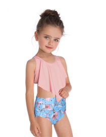 Fashion Children Under The Flowers Printed High-waist Ruffled Parent-child Split Swimsuit
