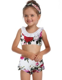 Fashion Children's White Piece Print Parent-child One-piece Swimsuit