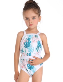 Fashion Children's Blue Print Piece Siamese Parent-child Swimsuit