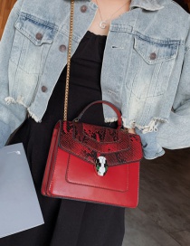 Fashion Red Snake Contrast Snake-printed Crossbody Bag