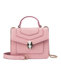 Fashion Pink Contrast Snake-printed Crossbody Bag