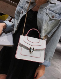Fashion White Contrast Snake-printed Crossbody Bag