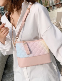 Fashion Pink Large One-shoulder Crossbody Rainbow Rhombic Bag