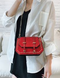 Fashion Red Rivet Shoulder Messenger Bag