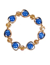 Fashion Blue Cat's Eye Dragon Agate Love Alloy Crystal Bracelet