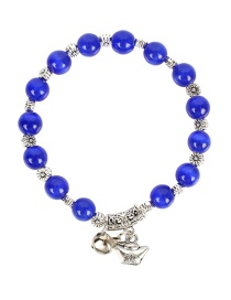 Fashion Blue Cat's Eye Bells Starfish Beaded Bracelet
