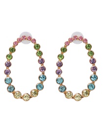 Fashion Color Hollow Oval With Diamond Earrings