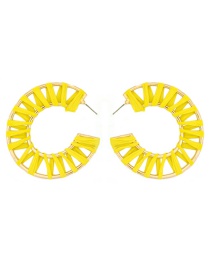 Fashion Yellow Alloy Braided Round Raffia Earrings