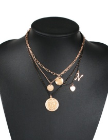 Fashion Gold Alloy Multi-layer Chain Portrait Necklace