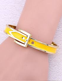 Fashion Yellow Belt Buckle Alloy Drop Oil Bracelet