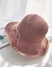 Fashion Leather Pink Extra-fine Woven Straw Hat