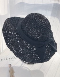 Fashion Black Paper Weaving Bow Sun Protection Cap