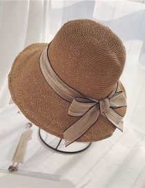 Fashion Khaki Bow Big Straw Hat